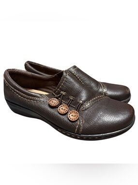 Clarks Collection Women's 7 Ashland Effie Brown Leather Loafer Shoe